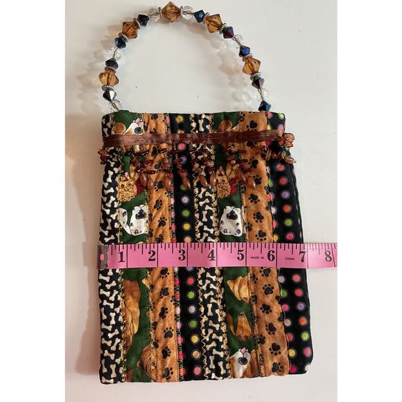 Mixed Pattern Multi Colored Small Handbag Handmade Beaded Handle - Picture 5 of 5